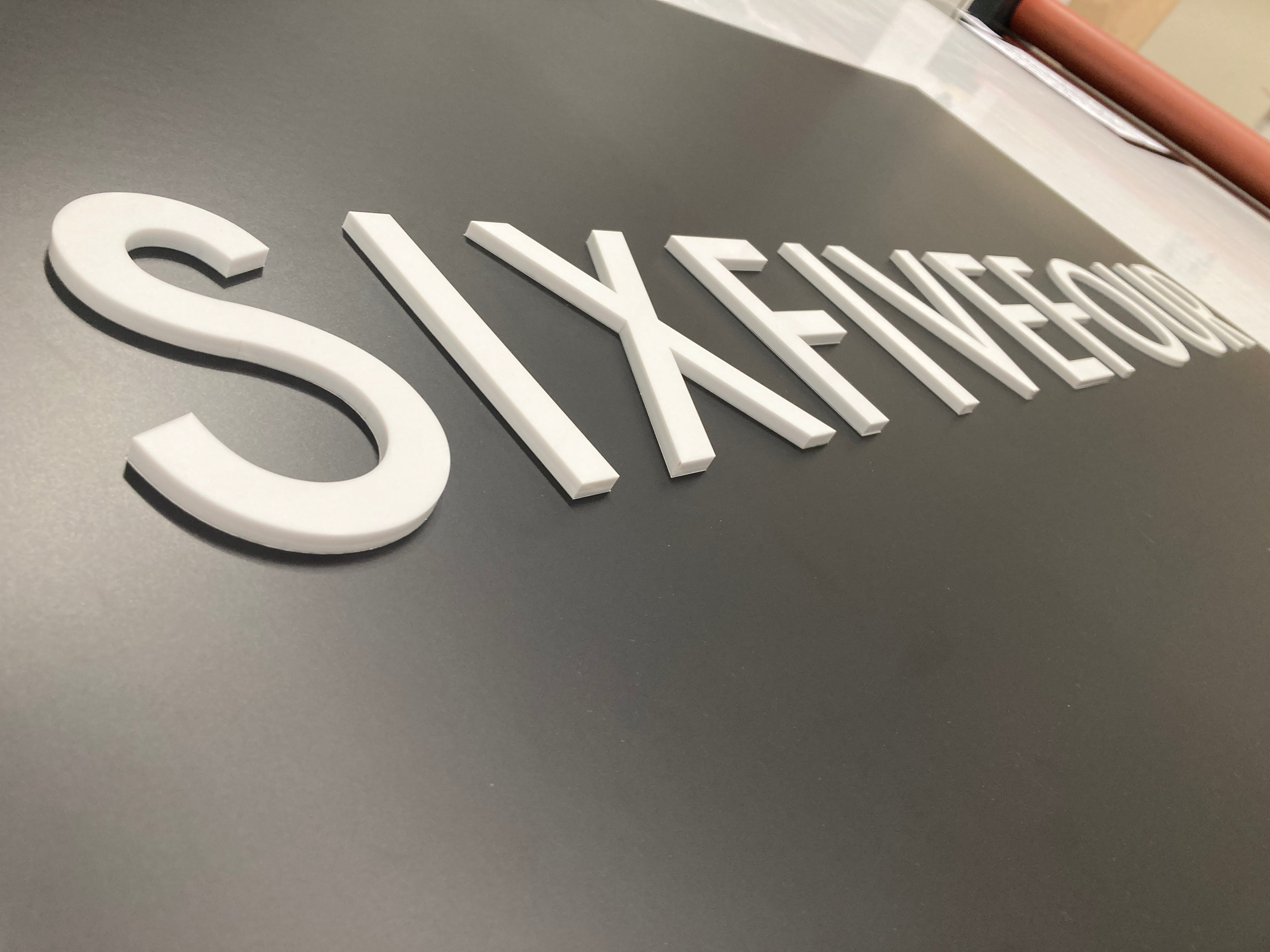 3D lettering builders architect site sign by Saltwater Sign Co. side angle