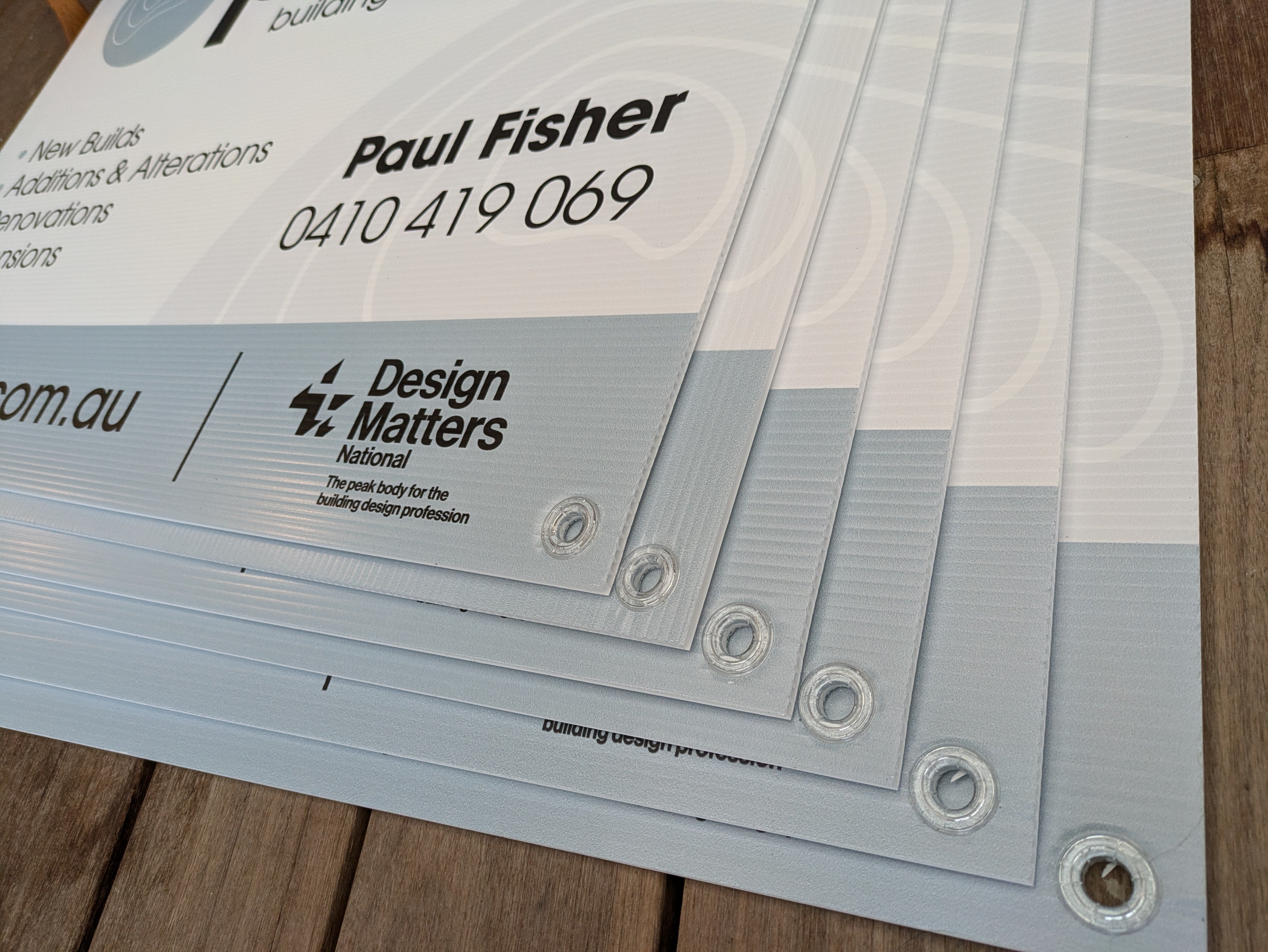 Corflute Builders Site Signs with Eyelet holes by Saltwater Sign Co.