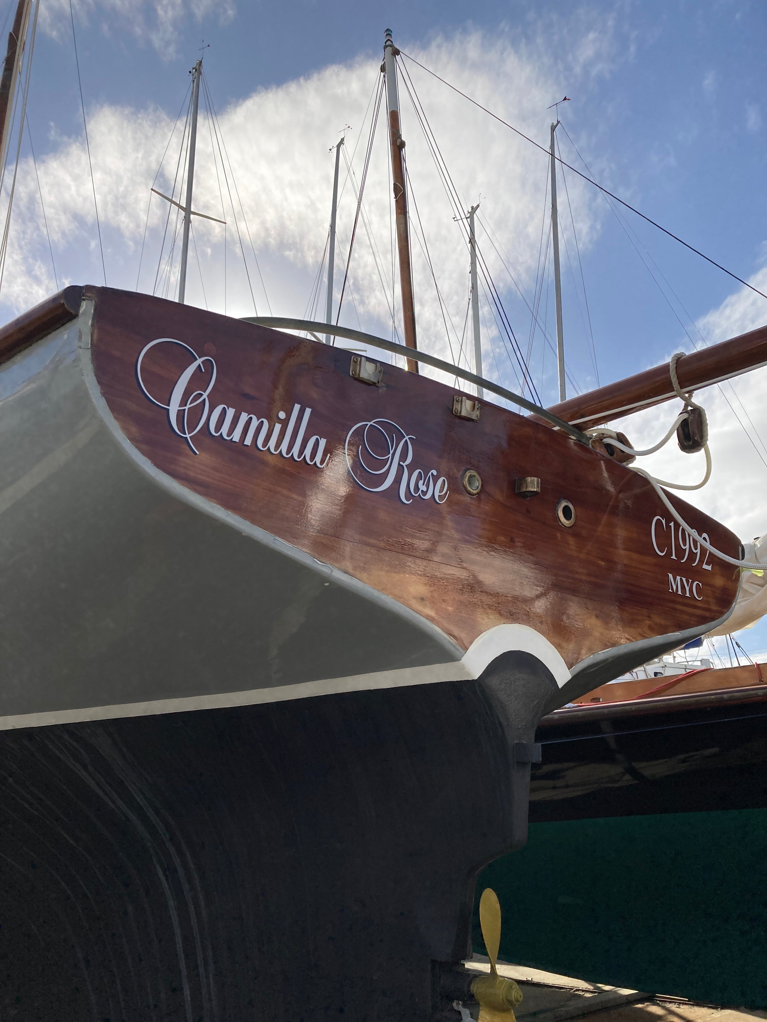 Vinyl decal sticker signage on boat yacht by Saltwater Sign Co.