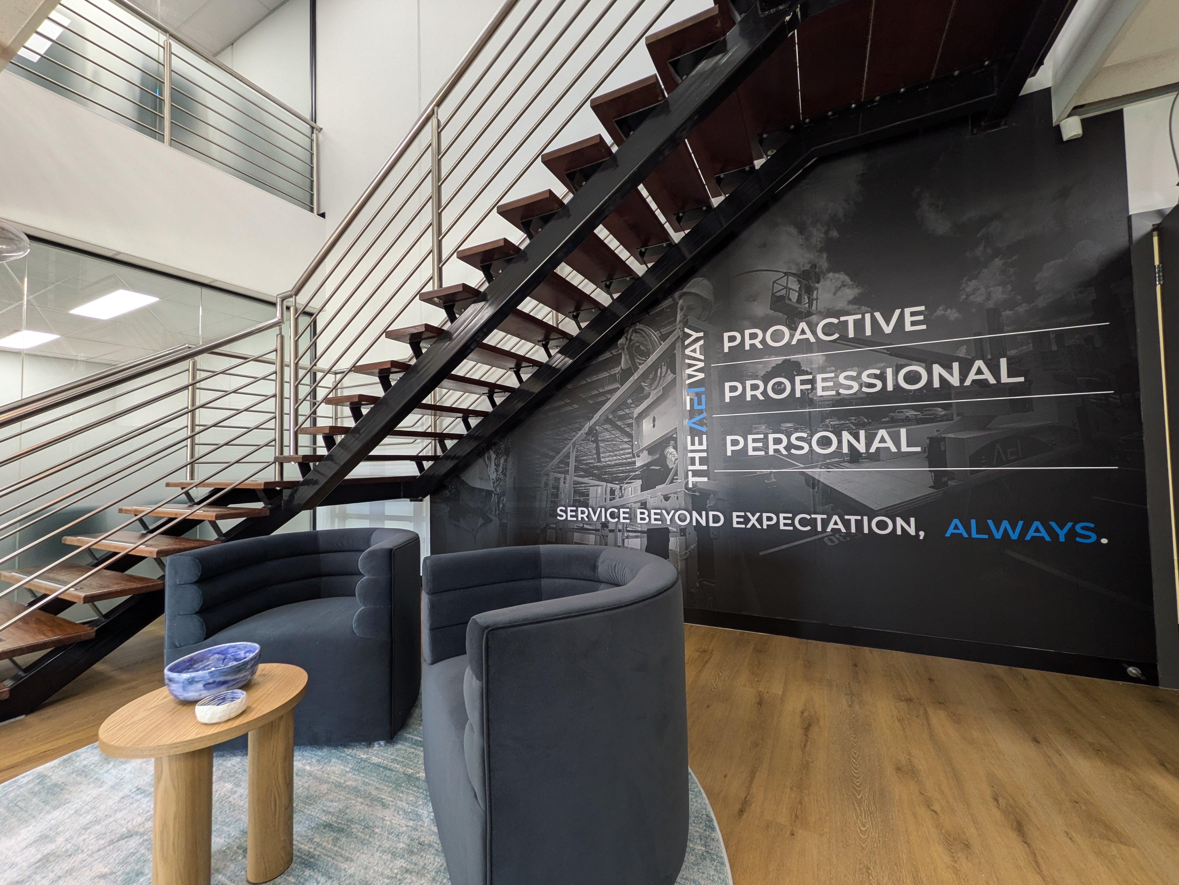 wall graphic vinyl decal on retail factory wall by Saltwater Sign Co.